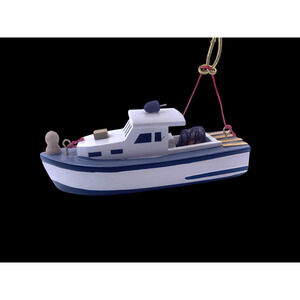 Lobster Boat Christmas Ornament Cape Shore NEW Wood Maine Fishing Lobstering Bl